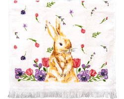 Clayre & Eef Gastendoekje 40x66 cm Paars Katoen Konijn Toilet Handdoek