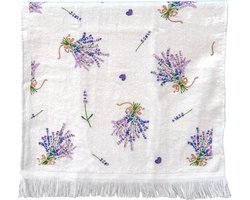 Clayre & Eef Gastendoekje 40x66 cm Paars Katoen Lavendel Toilet handdoek