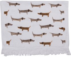 Clayre & Eef Gastendoekje 40x66 cm Wit Bruin Katoen Honden Toilet handdoek