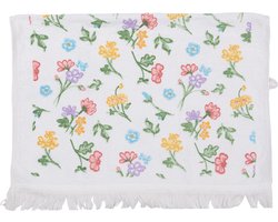Clayre & Eef Gastendoekje 40x66 cm Wit Geel Katoen Bloemen Toilet Handdoek