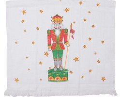 Clayre & Eef Gastendoekje 40x66 cm Wit Groen Katoen Rechthoek Notenkraker Toilet Handdoek