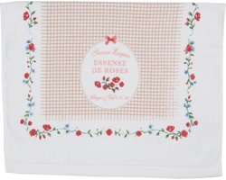 Clayre & Eef Gastendoekje 40x66 cm Wit Groen Katoen Rozen Toilet handdoek