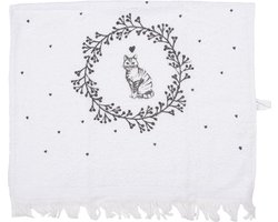 Clayre & Eef Gastendoekje 40x66 cm Wit Katoen Kat