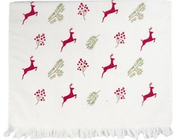 Clayre & Eef Gastendoekje CX008 40*60 cm Rood Katoen Rechthoek Rendoeren Handdoek