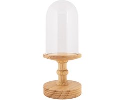 Clayre & Eef Glazen Stolp Ø 17x40 cm Bruin Hout