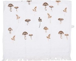 Clayre & Eef Guest Towel 40x66cm White Cotton Rectangle Mushrooms - ShopVlot