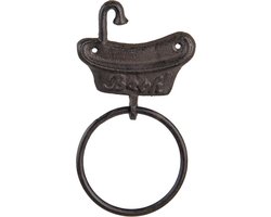 Clayre & Eef Handdoekhouder Badkuip 12x2x22 cm Bruin Metaal