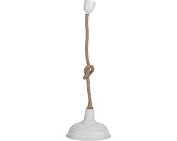 Clayre & Eef Hanglamp Ø 25x16 cm Wit Ijzer Rond Hanglamp Eettafel