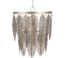 Clayre & Eef Hanglamp Ø 42x52 cm Goudkleurig Grijs IJzer Bladeren