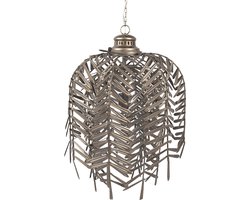 Clayre & Eef Hanglamp Ø 49x66 cm Goudkleurig Grijs IJzer Bladeren