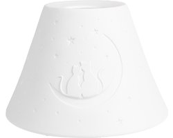 Clayre & Eef Hanglampenkap Ø 15x10 cm Wit Porselein Katten