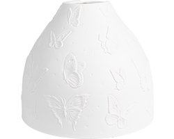 Clayre & Eef Hanglampenkap Ø 15x12 cm Wit Porselein Vlinders