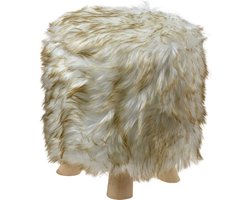 Clayre & Eef Hocker Ø 32x40 cm Wit Bruin Hout