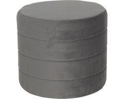 Clayre & Eef Hocker Ø 40x35 cm Grijs Hout Textiel Rond Poef