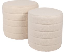 Clayre & Eef Hocker Set van 2 Ø 50x45 / Ø 40x40 cm Beige Hout