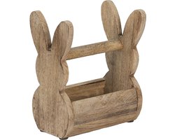 Clayre & Eef Houten kistje Konijn 16x12x25 cm Bruin Hout Opbergkistje