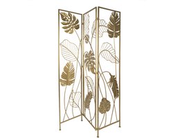 Clayre & Eef Kamerscherm 124x2x181 cm Goudkleurig IJzer Bladeren