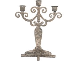 Clayre & Eef Kandelaar 21x15x25 cm Grijs Metaal