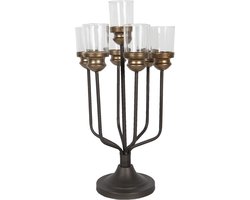 Clayre & Eef Kandelaar 25*22*49 cm Bruin Ijzer Kaarsenstandaard Kaarsenhouder