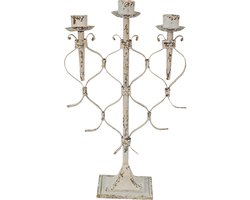 Clayre & Eef Kandelaar 28x12x42 cm Wit Metaal
