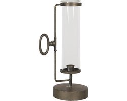 Clayre & Eef Kandelaar 33 cm Koperkleurig Metaal Glas Rond Kaarsenstandaard