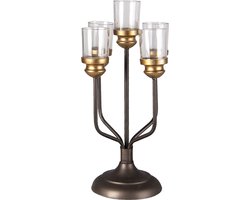 Clayre & Eef Kandelaar 43 cm Zwart Bruin Ijzer Kaarsenstandaard Kaarsenhouder