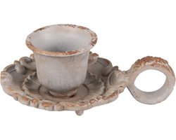 Clayre & Eef Kandelaar 9x6x4 cm Grijs Ijzer Kaarsenstandaard
