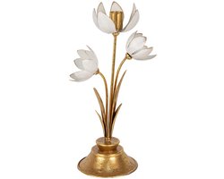 Clayre & Eef Kandelaar Bloem 16x11x30 cm Goudkleurig Metaal