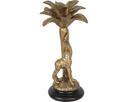 Clayre & Eef Kandelaar Giraf Ø 14*34 cm Goudkleurig Kunststof Giraf Kaarsenstandaard Kaarsenhouder