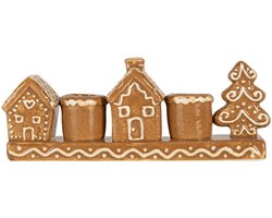 Clayre & Eef Kandelaar Huis 21x4x8 cm Bruin Keramiek
