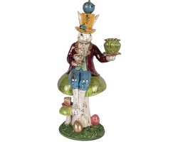 Clayre & Eef Kandelaar Konijn 20x16x41 cm Wit Kunststof