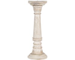 Clayre & Eef Kandelaar Ø 10x30 cm Beige Hout Kaarsenstandaard