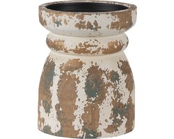 Clayre & Eef Kandelaar Ø 12x15 cm Bruin Wit Hout