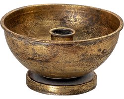 Clayre & Eef Kandelaar Ø 14x7 cm Koperkleurig Metaal Rond Kaarsenstandaard