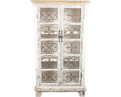 Clayre & Eef Kast 74x37x131 cm Wit Hout