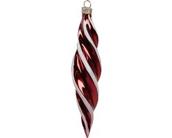Clayre & Eef Kerstbal Overig Ø 4x17 cm Rood Wit Glas Kerstballen