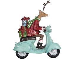 Clayre & Eef Kerstdecoratie Beeld Hert 6PR2980 22*9*24 cm - Meerkleurig Kunststof Decoratief Figuur Decoratieve Accessoires Woonaccessoires