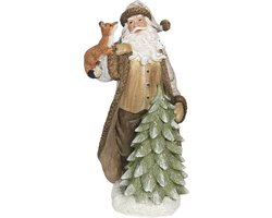 Clayre & Eef Kerstdecoratie Beeld Kerstman 6PR2987 20*17*40 cm - Meerkleurig Kunststof Decoratief Figuur Decoratieve Accessoires Woonaccessoires