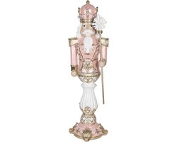 Clayre & Eef Kerstdecoratie Beeld Notenkraker 20*20*65 cm Roze Kunststof Decoratief Figuur Decoratieve Accessoires Woonaccessoires