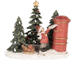 Clayre & Eef Kerstdecoratie met LED-verlichting Kind 16x12x14 cm Rood Kunststof