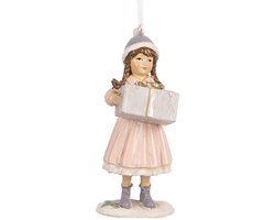 Clayre & Eef Kersthanger Kind 11 cm Roze Kunststof