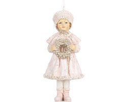 Clayre & Eef Kersthanger Kind 11 cm Roze Kunststof