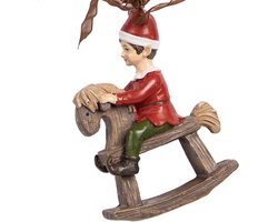 Clayre & Eef Kersthanger Kind 7x3x9 cm Rood Kunststof