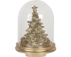 Clayre & Eef Kerststolp Ø 25*32 cm LED Transparant Kunststof, Glas Rond Glazen Stolp Stolp met Decoratie
