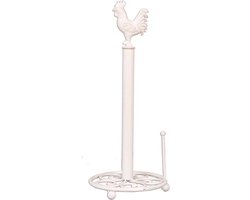 Clayre & Eef Keukenrolhouder Haan Ø 18x43 cm Wit IJzer