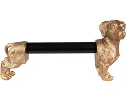 Clayre & Eef Keukenrolhouder Hond 46x15x23 cm Goudkleurig Zwart Polyresin