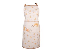Clayre & Eef Keukenschort 70x85 cm Beige Katoen Croissant en koffie BBQ Schort
