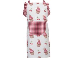 Clayre & Eef Keukenschort Kinderen 48x56 cm Rood Roze Katoen Cupcakes Kookschort