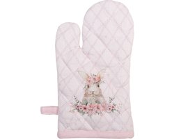 Clayre & Eef Kind Ovenwant 12x21 cm Roze Katoen Konijn