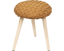 Clayre & Eef Krukje Ø 35*42 cm Oranje Hout Textiel Rond Kruk